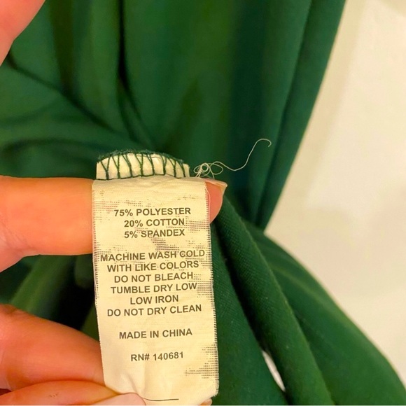 Unique Vintage Emerald Green Knit Sweetheart Collar Belted Midi Dress, Sz 10/12 - Picture 7 of 7